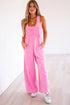 Relaxed Fit Mineral Wash Raw Seam Wide Leg Jumpsuit Overalls